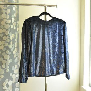 Tibi Sequined Velvet Blue Top Size 8